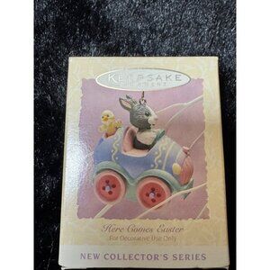 1998 Hallmark Keepsake Here Comes Easter Ornament Bunny & Chick Figurine
